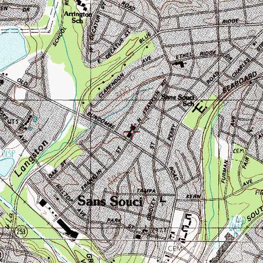 Topographic Map of Sans Souci Baptist Church, SC