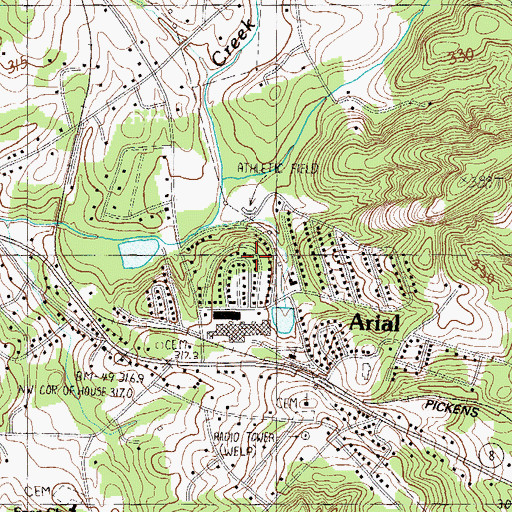 Topographic Map of Arial, SC