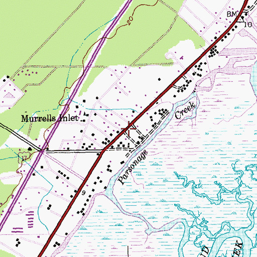 Topographic Map of Murrells Inlet, SC