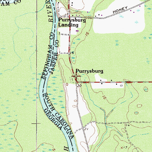 Topographic Map of Purysburgh, SC