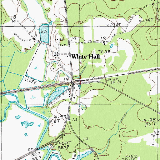 Topographic Map of White Hall, SC