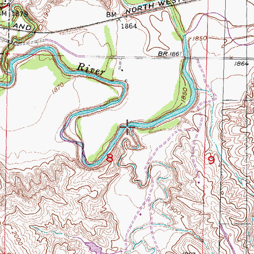 Topographic Map of Ash Creek, SD
