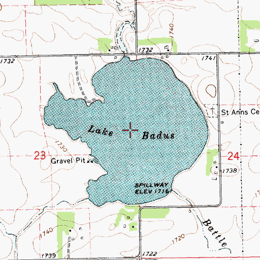 Topographic Map of Lake Badus, SD