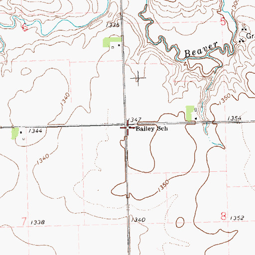 Topographic Map of Bailey School, SD
