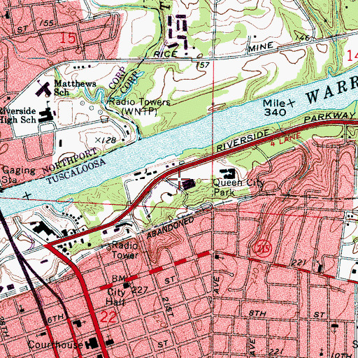 Topographic Map of Queen City Park, AL