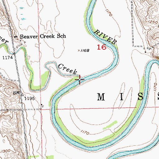 Topographic Map of Beaver Creek, SD