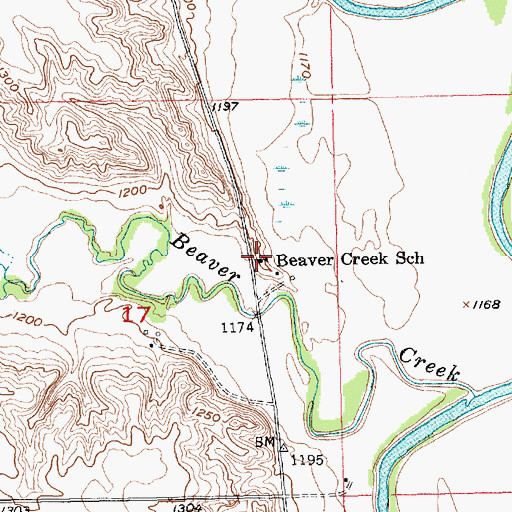 Topographic Map of Beaver Creek School, SD