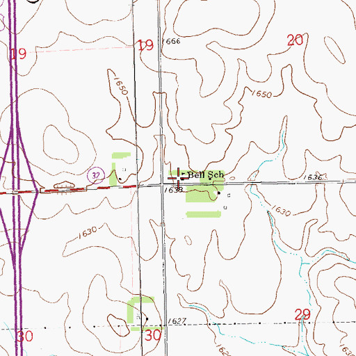 Topographic Map of Bell School, SD