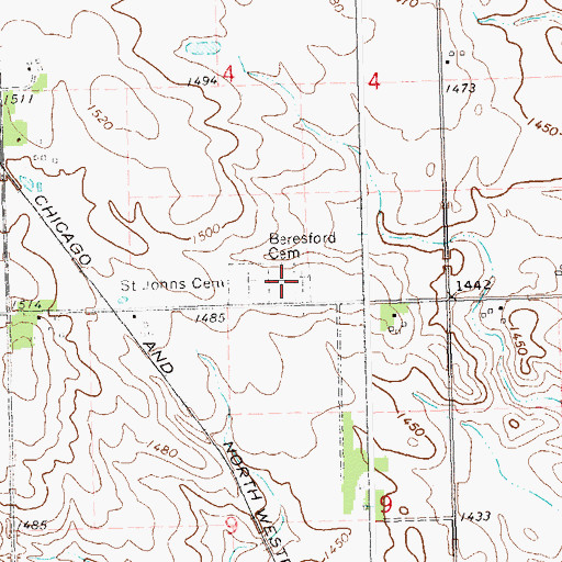 Topographic Map of Beresford Cemetery, SD