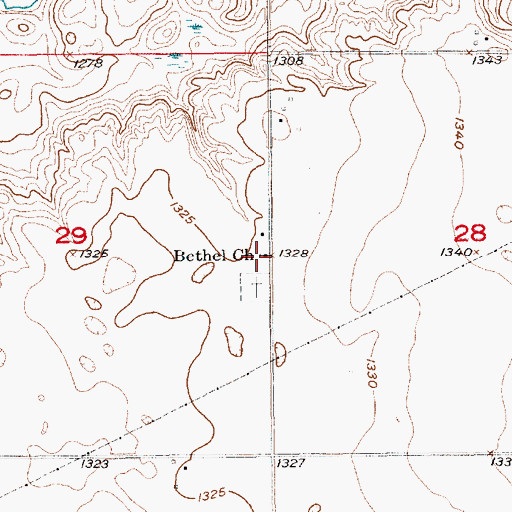 Topographic Map of Bethel Church, SD