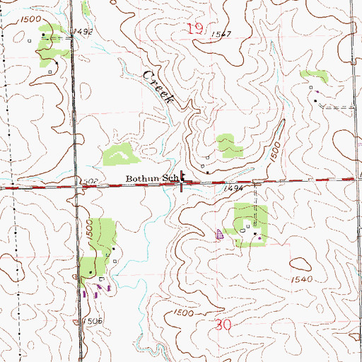 Topographic Map of Bothun School, SD