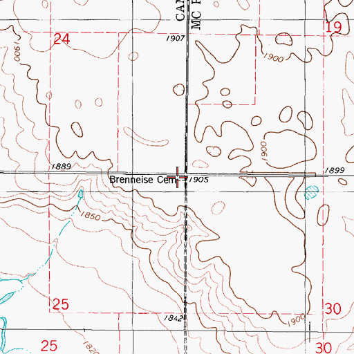 Topographic Map of Greenway Seventh - Day Adventist Cemetery - Brenneise Cemetery, SD