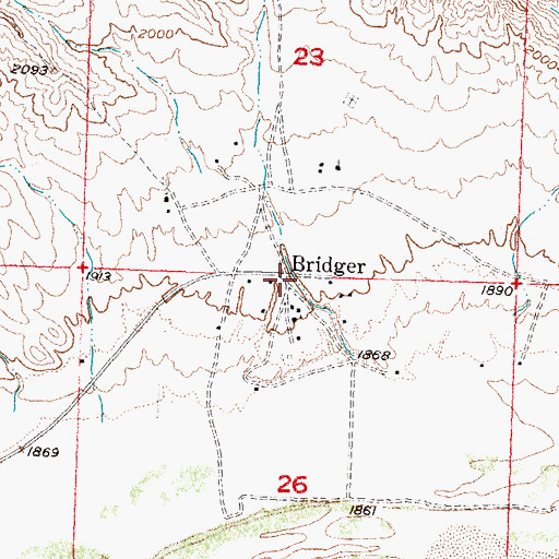 Topographic Map of Bridger, SD