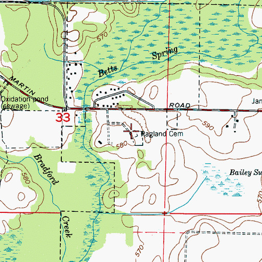 Topographic Map of Ragland Cemetery, AL