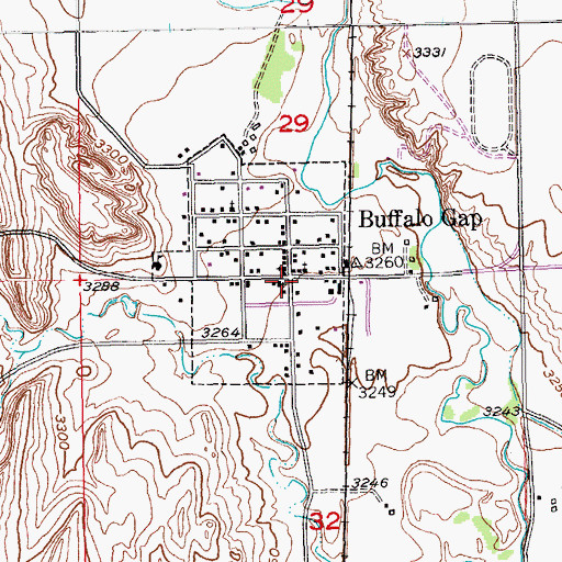 Topographic Map of Buffalo Gap, SD