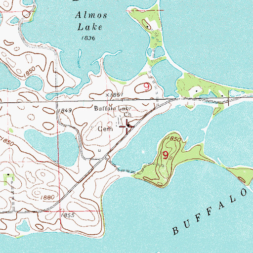 Topographic Map of Buffalo Lake Church, SD