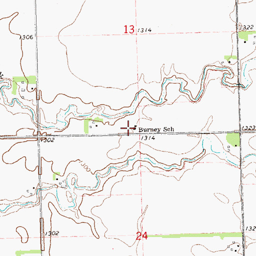 Topographic Map of Burney School, SD