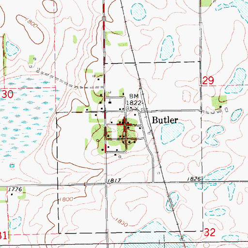Topographic Map of Butler, SD