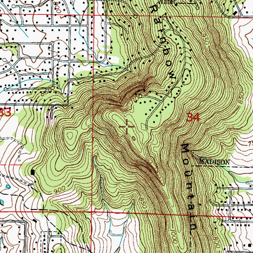 Topographic Map of Rainbow Mountain, AL