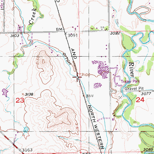 Topographic Map of Case Ditch, SD