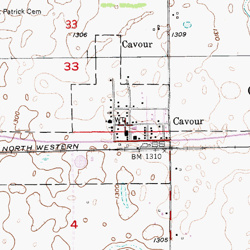 Topographic Map of Cavour, SD