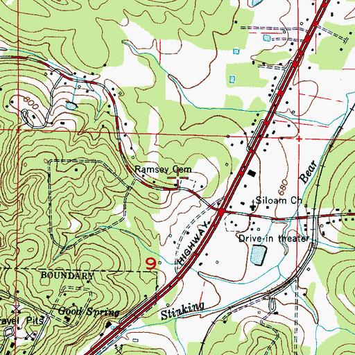 Topographic Map of Ramsey Cemetery, AL