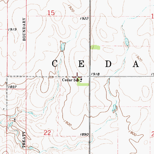 Topographic Map of Cedar School, SD