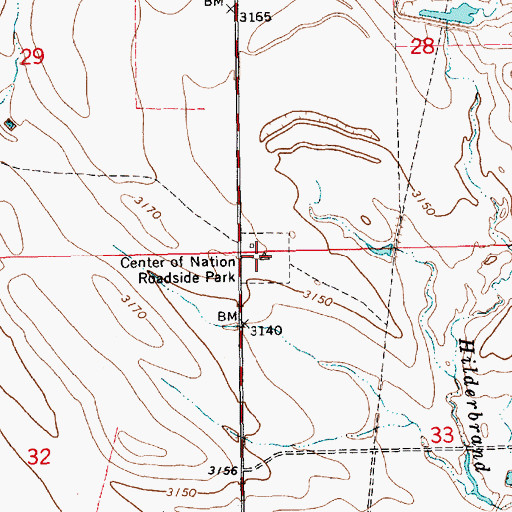 Topographic Map of Center of Nation Roadside Park, SD