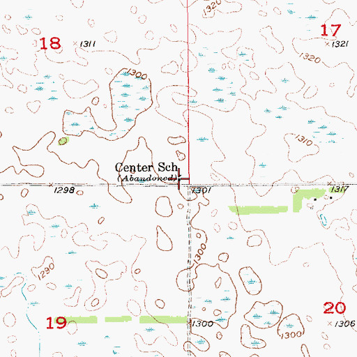Topographic Map of Center School, SD