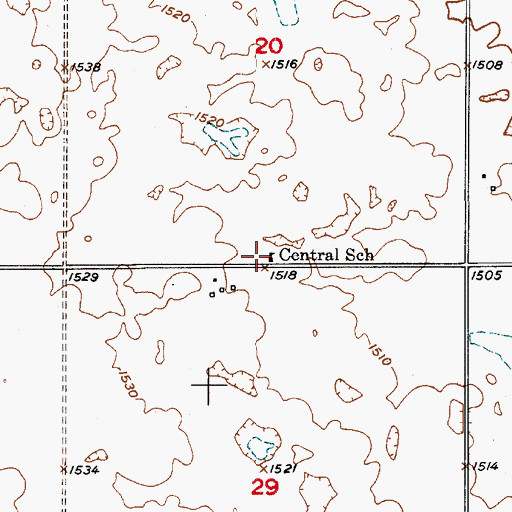 Topographic Map of Central School, SD