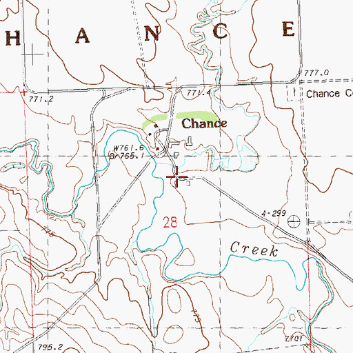Topographic Map of Chance, SD