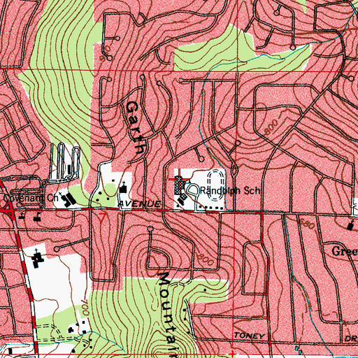 Topographic Map of Randolph School, AL