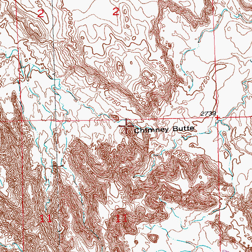 Topographic Map of Chimney Butte, SD