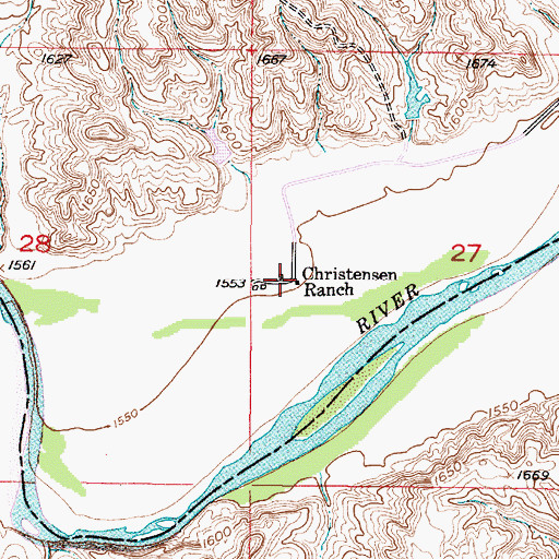 Topographic Map of Christensen Ranch, SD