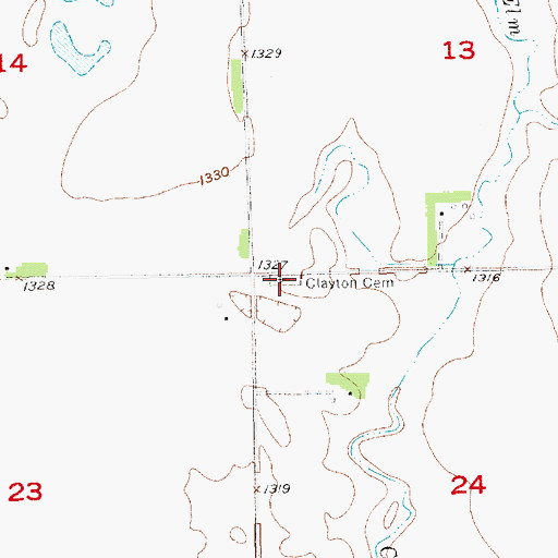 Topographic Map of Clayton Cemetery, SD
