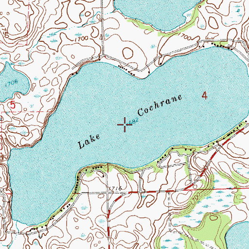 Topographic Map of Lake Cochrane, SD