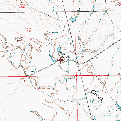 Topographic Map of Coe Ranch, SD