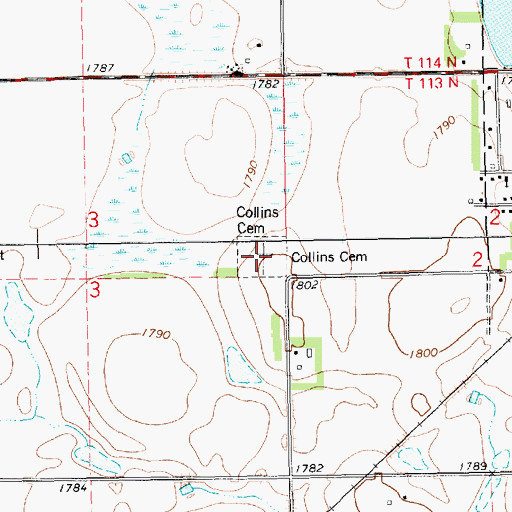 Topographic Map of Collins Cemetery, SD