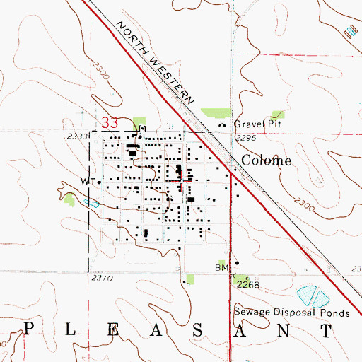 Topographic Map of Colome, SD