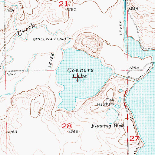 Topographic Map of Connors Lake, SD