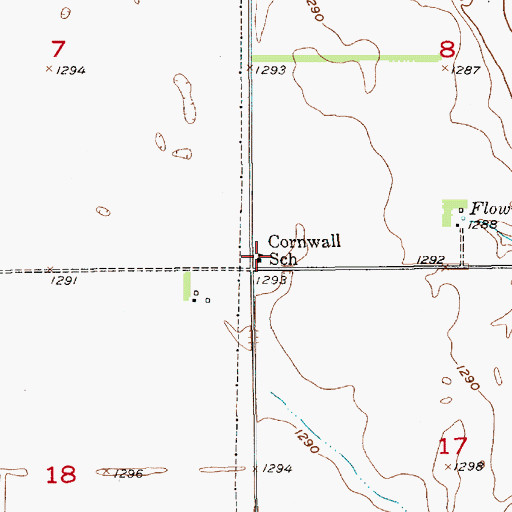 Topographic Map of Cornwall School, SD