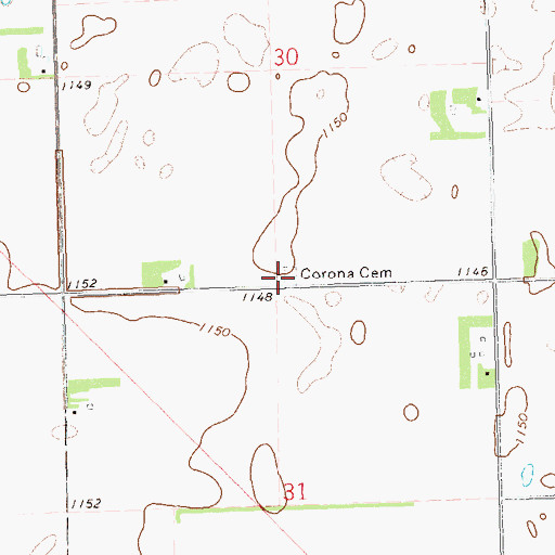 Topographic Map of Corona Cemetery, SD