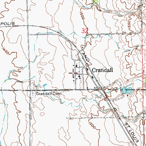 Topographic Map of Crandall, SD