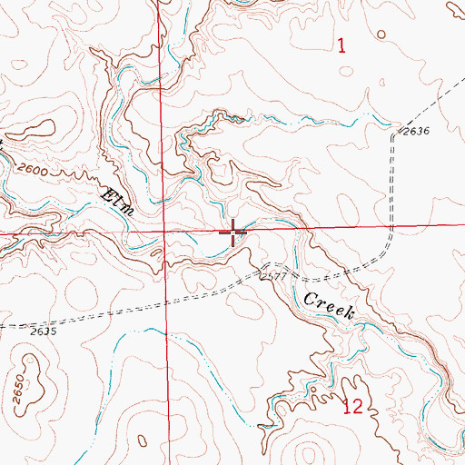 Topographic Map of Crooked Elm Creek, SD