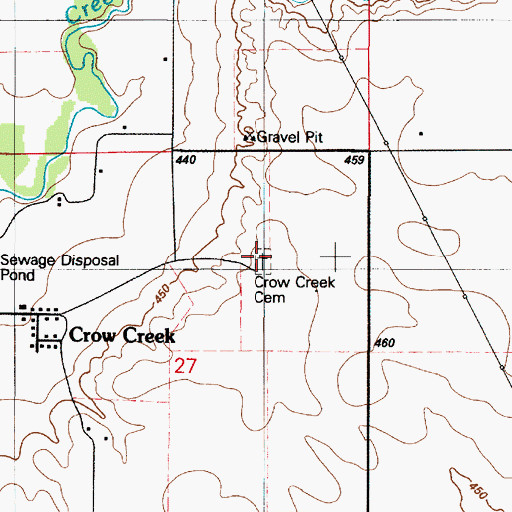 Topographic Map of Crow Creek Cemetery, SD