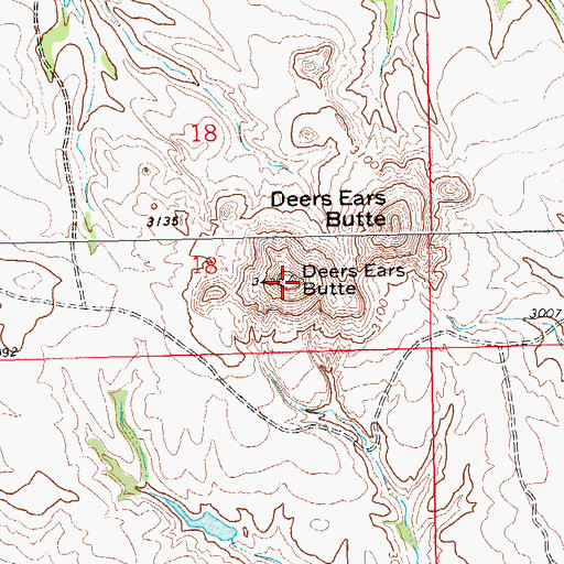Topographic Map of Deers Ears Butte, SD