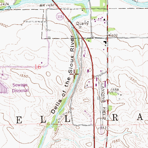 Topographic Map of Dells of the Sioux River, SD
