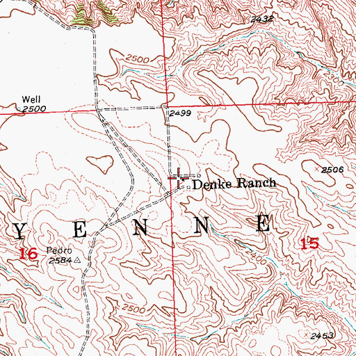 Topographic Map of Denke Ranch, SD