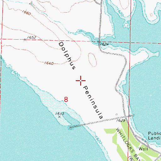 Topographic Map of Dolphus Peninsula, SD