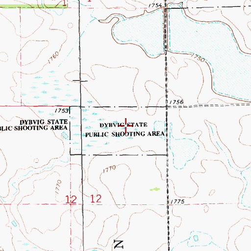 Topographic Map of Dybvig State Public Shooting Area, SD
